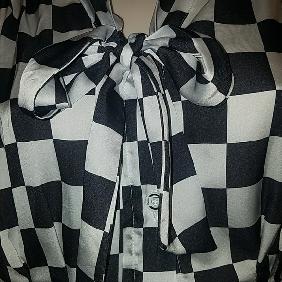 Tatyana Check Me Out Retro 1940's Rita Hayworth Black & White Checkerboard Top - Picture 8 of 8